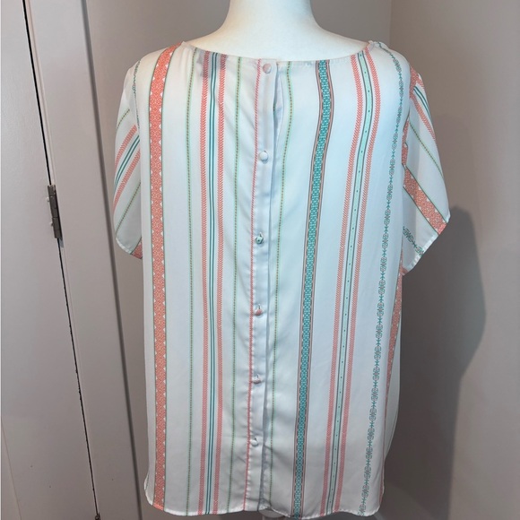 Torrid Plus Size 3 (3X/22-24) Striped Button-Back Blouse – Short Sleeve - Picture 4 of 13